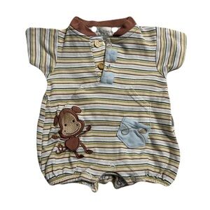 Striped Baby Romper with Monkey Patch‎